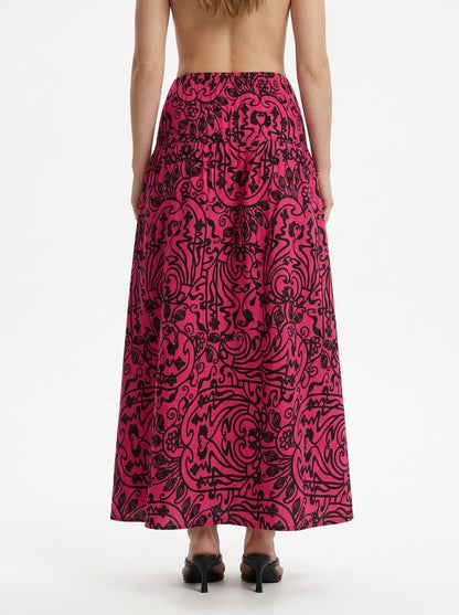 Elegant Elastic Waistband Maxi Skirt