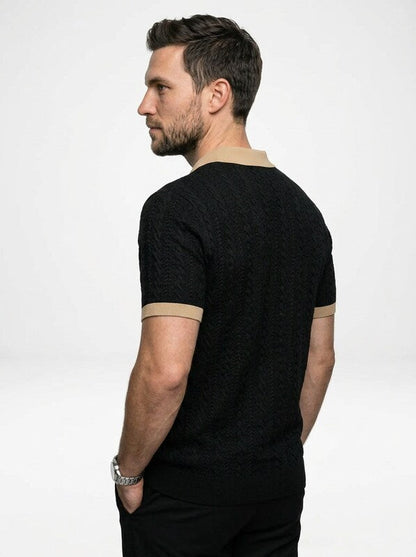 Men’s Short Sleeve Knit Polo Shirt with Contrast Detailing