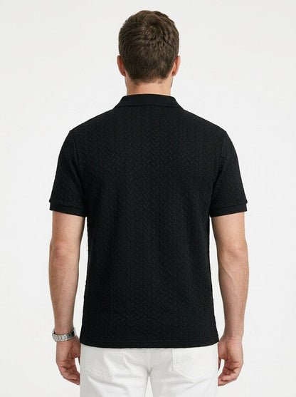 Men’s Textured Short Sleeve Stylish Polo Shirt