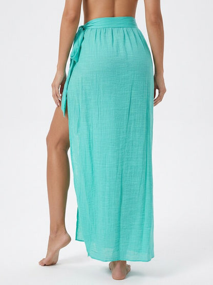Knot Waist Beach Cover Up Maxi Skirt