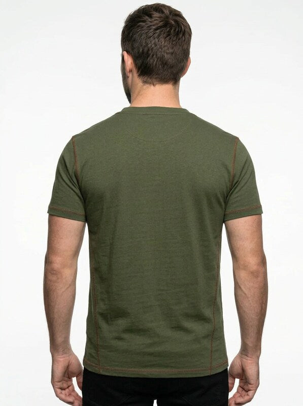 Men’s Short Sleeve Henley T-Shirt in Cotton Blend with Button Placket