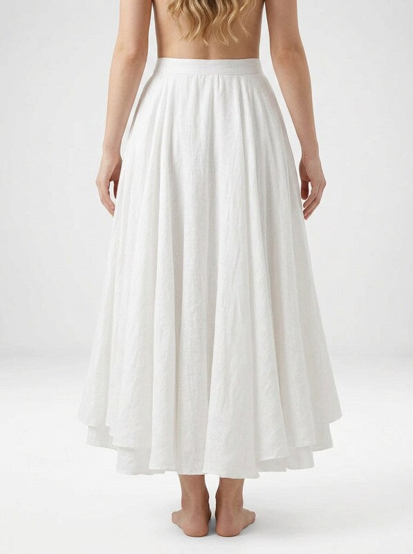 Women's Bohemian Linen Maxi Skirt with Flowing Silhouette
