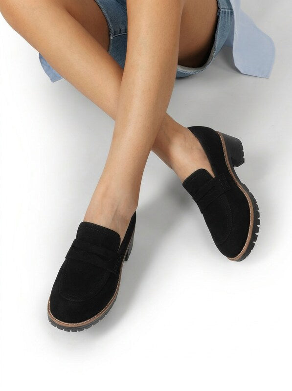 Women's Chunky Platform Almond Toe Loafers