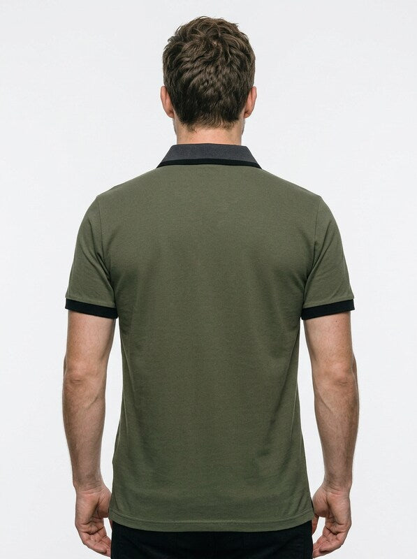 Elegant Contemporary Men’s Color Block Short-Sleeve Polo Shirt