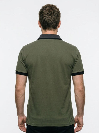 Elegant Contemporary Men’s Color Block Short-Sleeve Polo Shirt