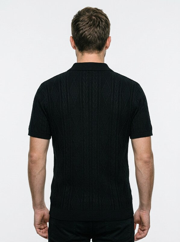Contemporary Men’s Short Sleeve Textured Knit Polo Shirt