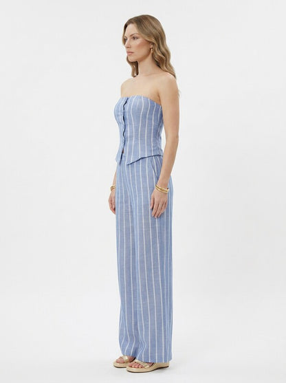 Striped Bandeau Top & Wide Leg Pants 2 Piece Set