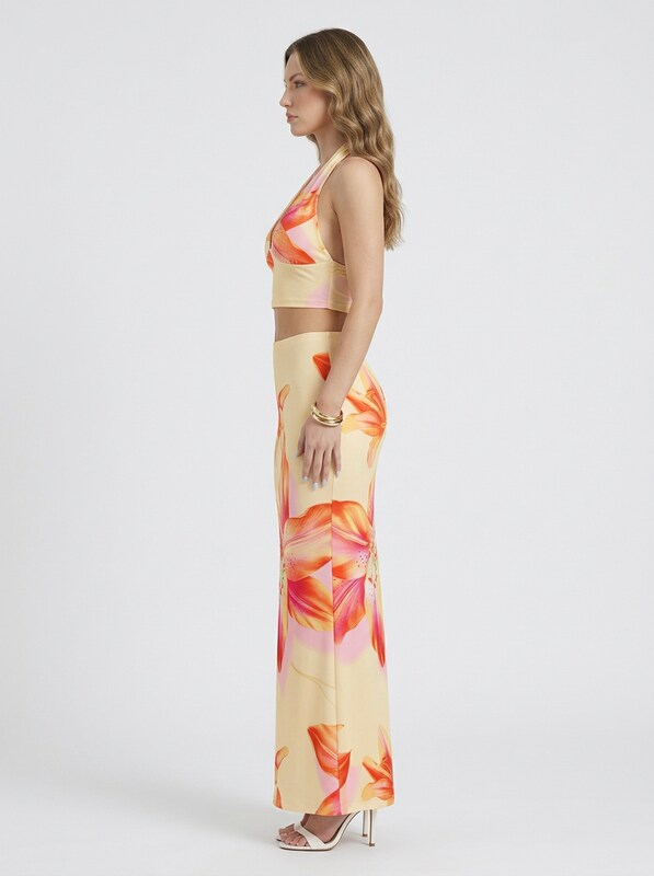 Tropical Halter Crop Top & Maxi Skirt 2 Piece Set