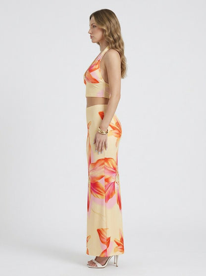 Tropical Halter Crop Top & Maxi Skirt 2 Piece Set