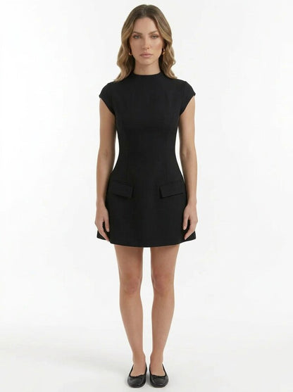 Structured High Neck Formal Party Mini Dress