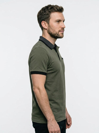 Elegant Contemporary Men’s Color Block Short-Sleeve Polo Shirt
