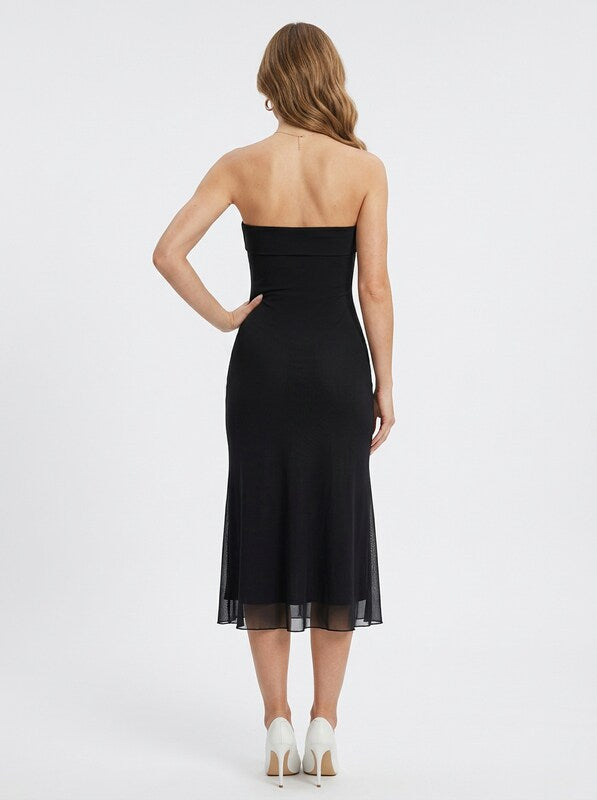 Strapless Bodycon Midi Cocktail Dress