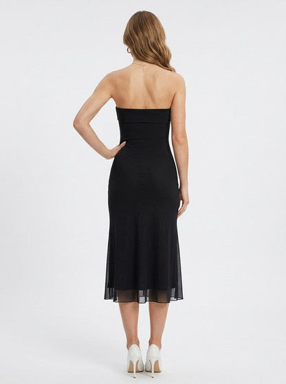 Strapless Bodycon Midi Cocktail Dress