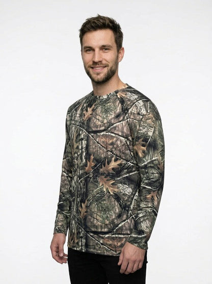 Men’s Long Sleeve Crewneck T-Shirt with Tree Branch Design