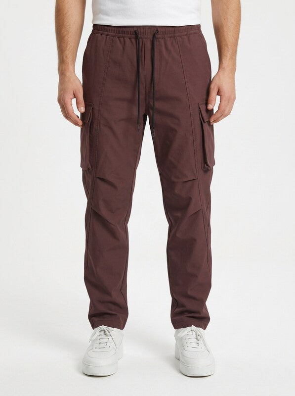 Men’s Cargo Pants with Camo Print and Drawstring Waist