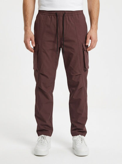 Men’s Cargo Pants with Camo Print and Drawstring Waist