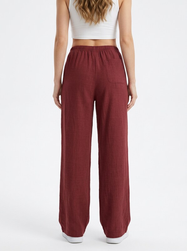 Women's Linen Blend Straight Leg Pants