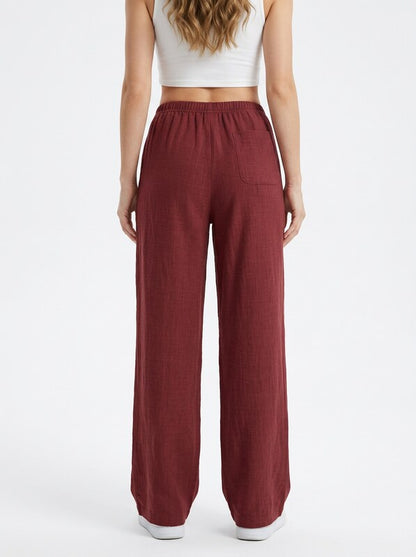 Women's Linen Blend Straight Leg Pants