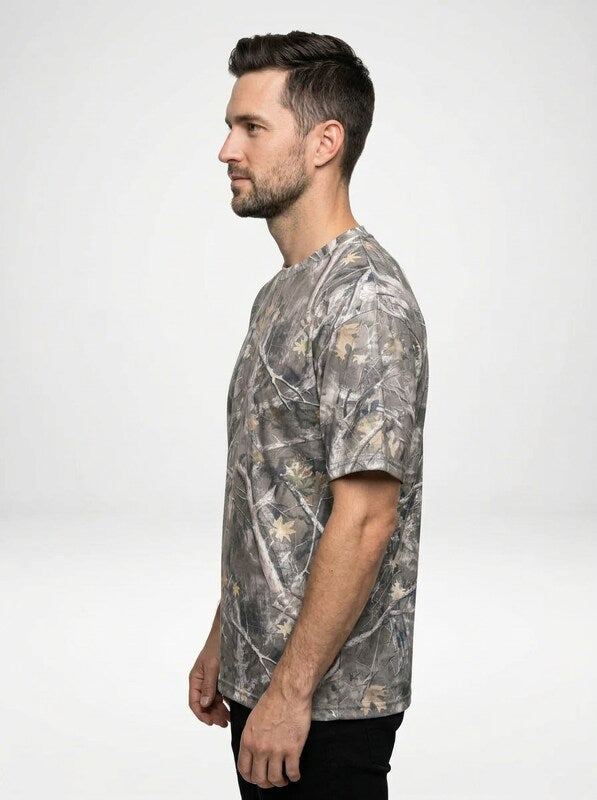 Men’s Camo Print Drop Shoulder Short Sleeve T Shirt
