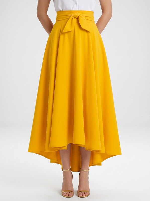 Women's Elegant A Line Maxi Skirt with High Waist and Side Pockets