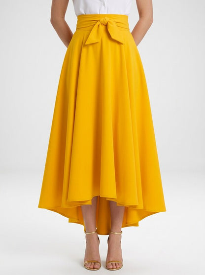 Women's Elegant A Line Maxi Skirt with High Waist and Side Pockets