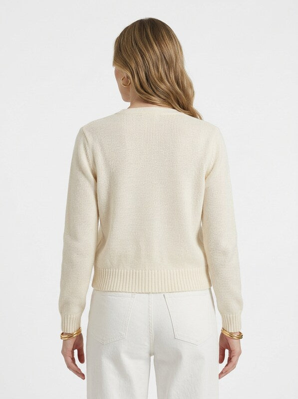 Women's Minimalist Long Sleeve Crew Neck Knit Cardigan