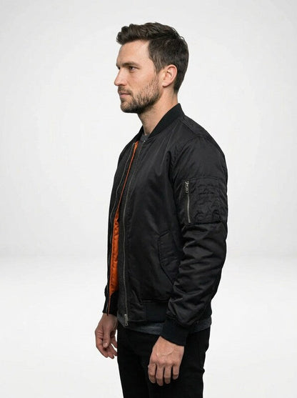 Men’s Baseball Collar Zip Bomber Jacket