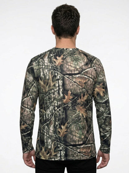 Men’s Long Sleeve Crewneck T-Shirt with Tree Branch Design