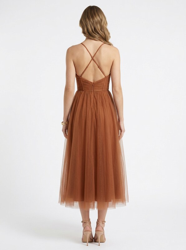 Corset Bodice Chiffon Midi Dress