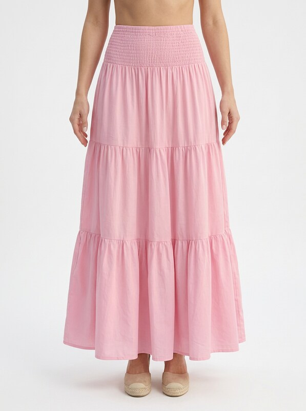 Elegant Elastic Waistband Maxi Skirt