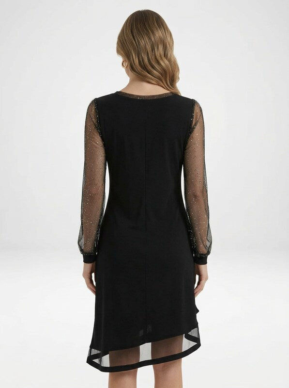 Midnight Spark Sheer Sleeve Mini Dress