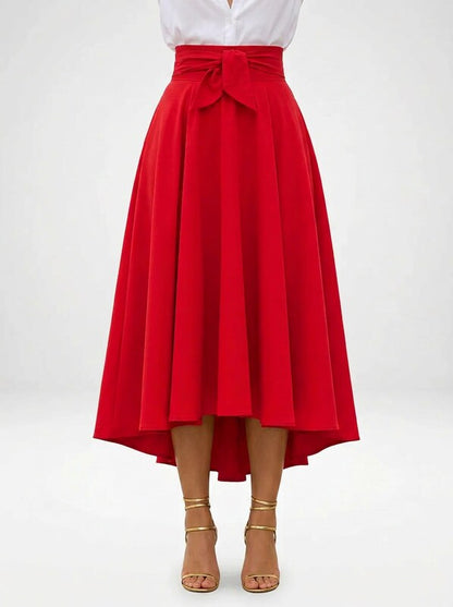 Women's Elegant A Line Maxi Skirt with High Waist and Side Pockets