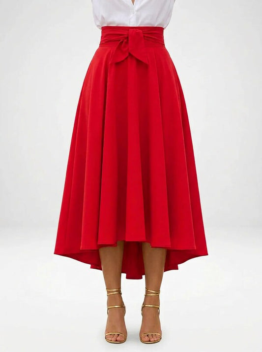 Women's Elegant A Line Maxi Skirt with High Waist and Side Pockets