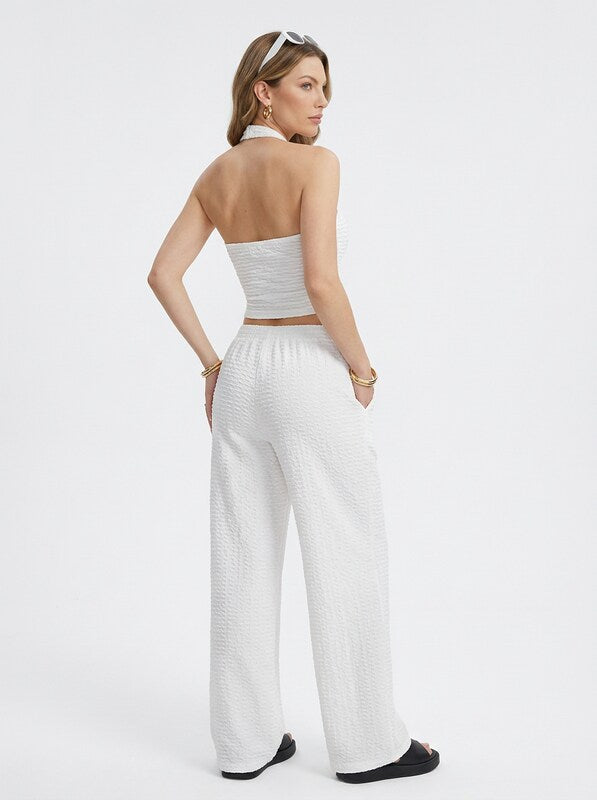 Halter Crop Top & Wide Leg Pants Two Piece Set
