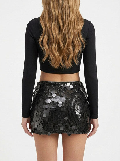 Sequin Stretch Bodycon Mini Skirt
