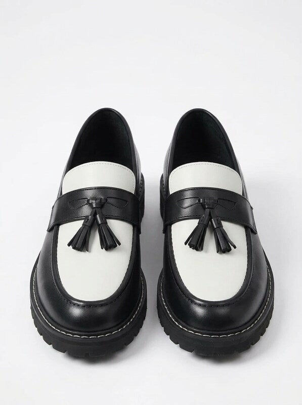 Men's Fringe Detail Thick Sole Oxford Shoes