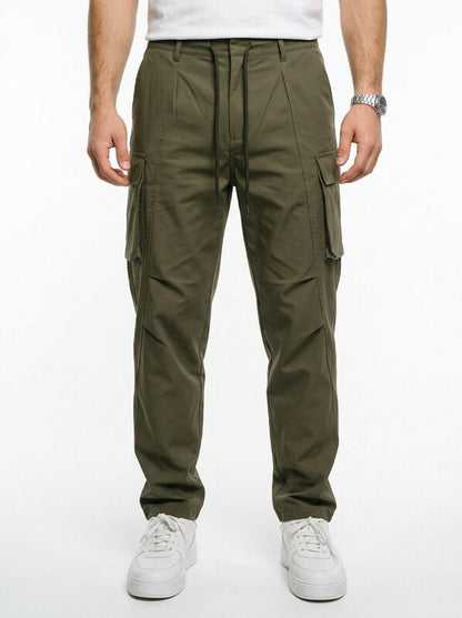 Men’s Cargo Pants with Camo Print and Drawstring Waist
