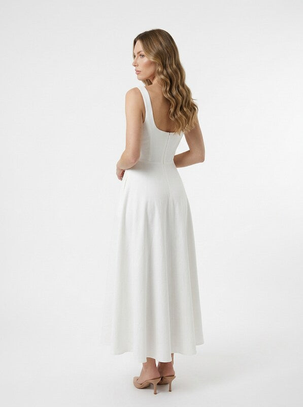 Sleeveless Satin Cocktail Midi Dress