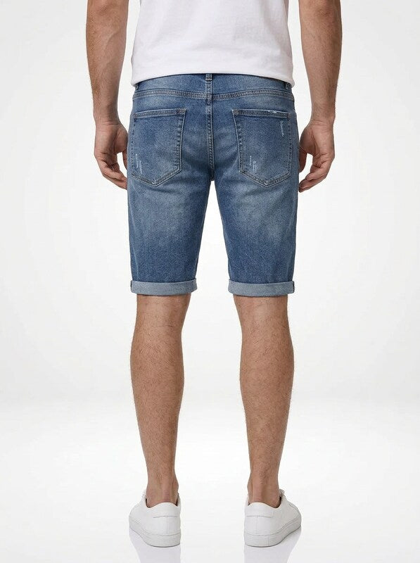 Men’s Slant Pocket Denim Jeans Shorts Regular Fit Stretch