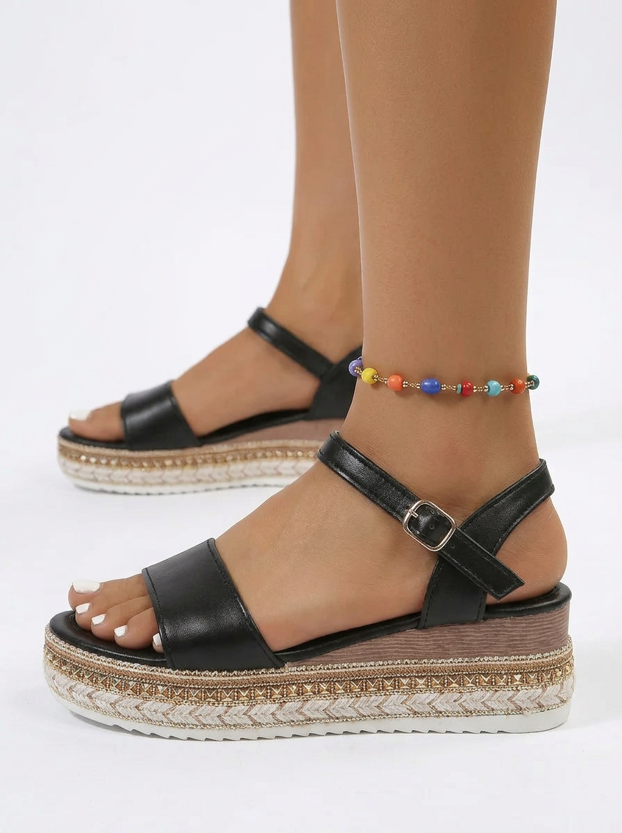 Rope Sole Platform Strap Sandals