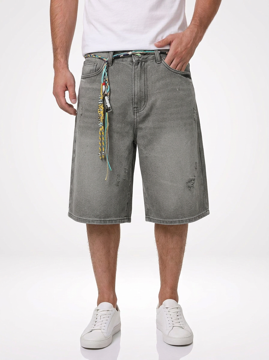 Men’s Vintage Street Denim Jeans Shorts Loose Fit
