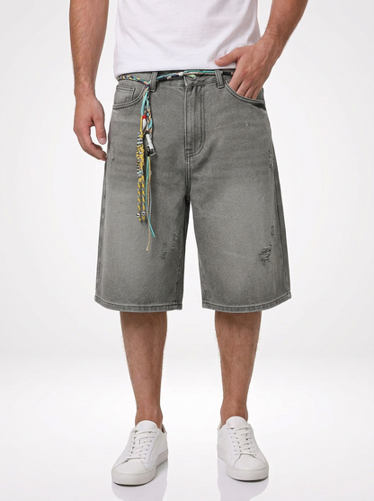 Men’s Vintage Street Denim Jeans Shorts Loose Fit